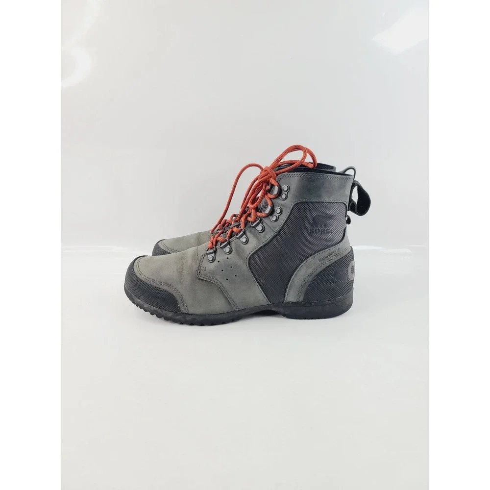 Sorel Lace Up Round Toe Hiking Boot/ Utility Boots Men Size 10 Gray Black Orange